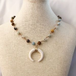 As You Please White Crescent Amazonite Necklace